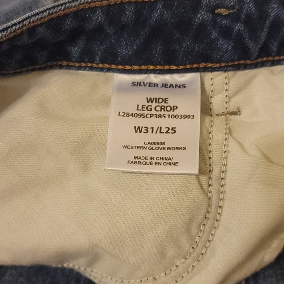 Silver cropped wide leg, high waist jeans size 31 - Picture 8 of 10